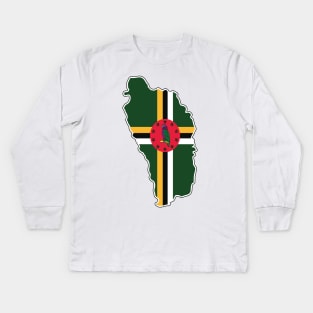 Dominican National Flag and Map Kids Long Sleeve T-Shirt